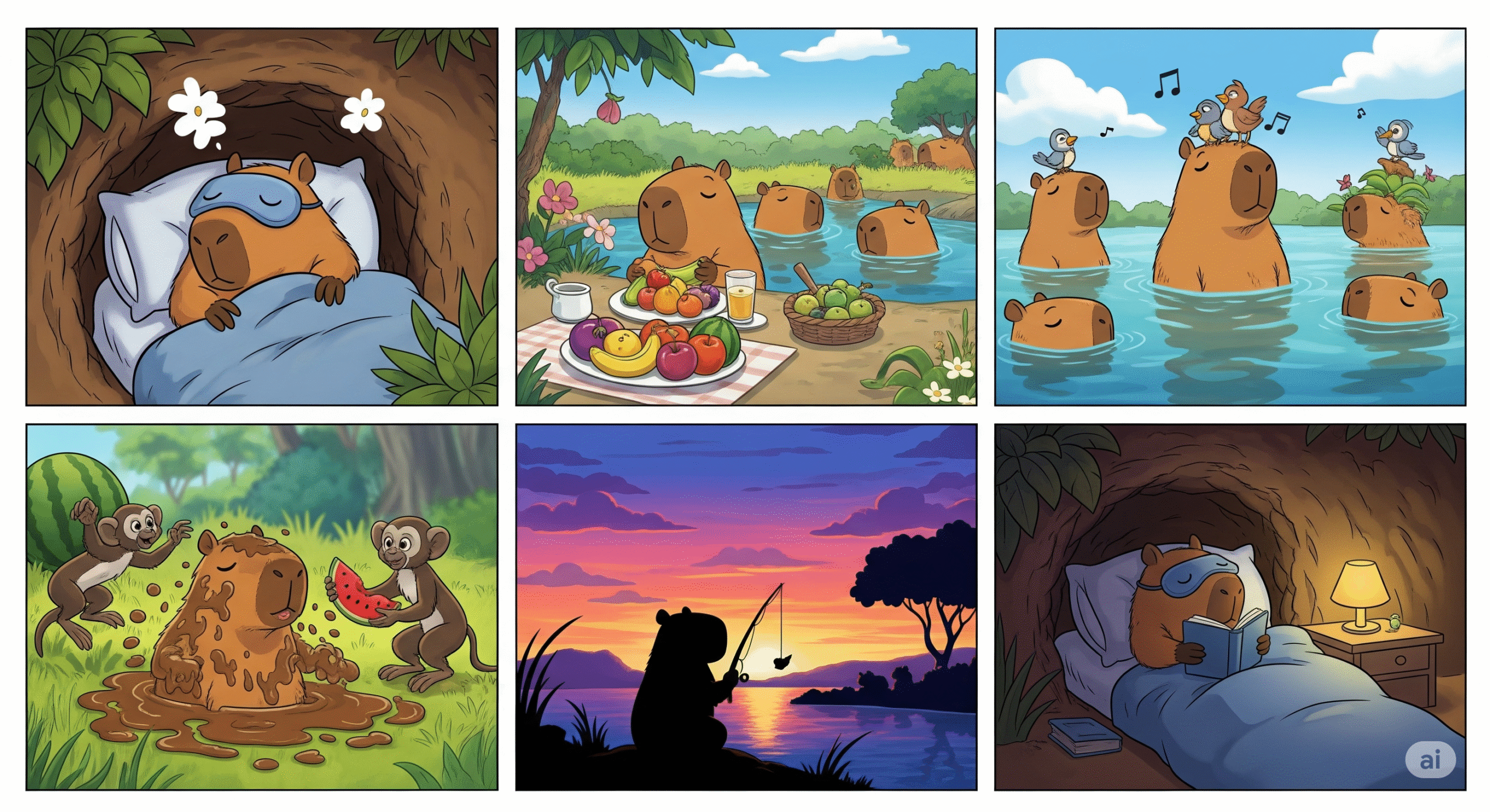 A Day in the Life of a Capybara – Animated Cartoon Edition